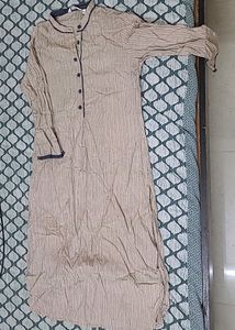 Max Women Beige&amp; Blue Printed Straight Kurta