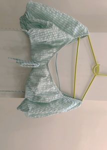 White And Blue Backless Crop Top