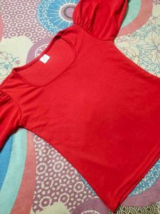 Solid Red Square Neck Top