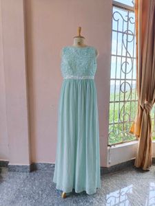 Mint Green Lace Chiffon Maxi Dress