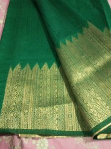 Green &amp; Gold Banarasi Silk Saree