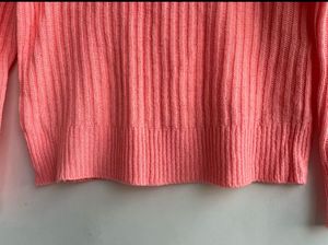 Peach Ribbed Knit Sweater