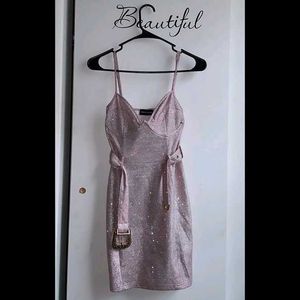 Glittery Prom Night Dress Wth Belt