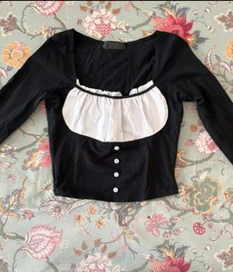 Black And White Coquette Aesthetic Crop Top