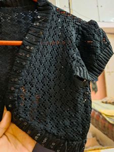 Crop Black Sequin Shrug