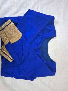 Blue Blouse with Gold Embroidery