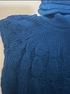 Cobalt Blue Woolen Winter Dress