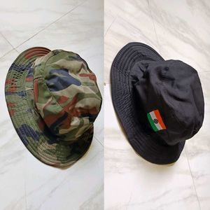 2- In-1 Bucket Hats - Camo & Black