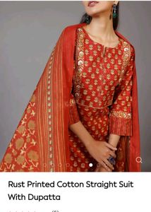 LIBAS Red Printed Kurta Palazzo Dupatta Set