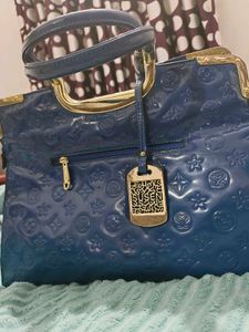 SUSEN Blue Patterned Leather Satchel