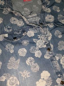 Floral Denim Sleeveless Dress