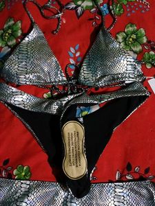 Silver 3 Piece Bikini Set
