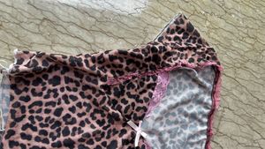 Y2K Cheetah Print Top With A Pink Bow