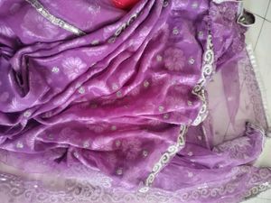 Light Purple Colour Net Saree It Is Readymade Sare
