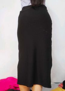 Black Slit Midi Skirt