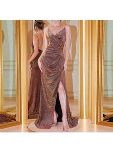 Women&#39;s Ruched Sequin Gowns Sexy Spaghetti Straps