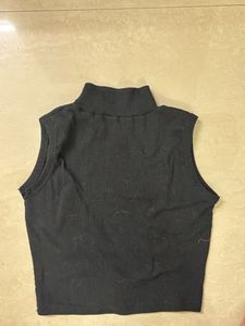 Black Ribbed Turtleneck Tank