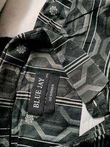 Men&#39;s Black Cotton Patterned Casual Shirt