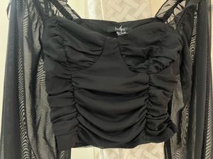 Forever 21 Black Sheer Sleeve Top 34-36