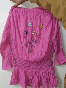 Pink Floral Embellished Top