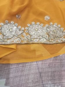 Elegant Yellow Embroidered Saree