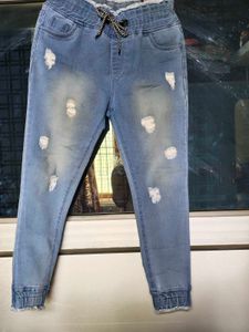Distressed Denim Joggers