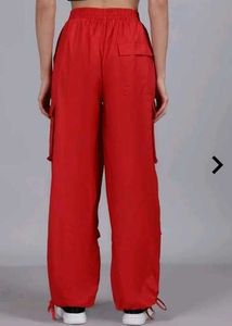 High Rise Parachute Style Pockets Cargo Track Pant