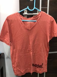 Pink V Neck Forever 21 T-shirt