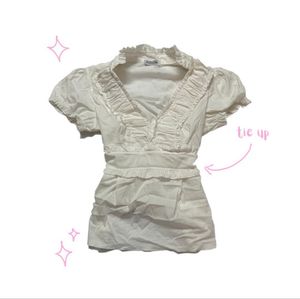 Ruffle Tie Up Shirt Y2K Siren Core