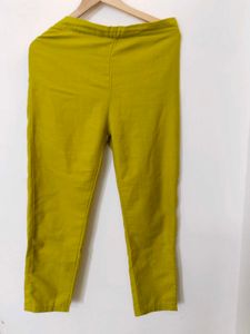 Lime Yellow Kurta Set With Yoke Embroidery