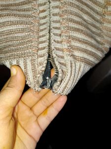 Striped Full Zip Sweater Jacket