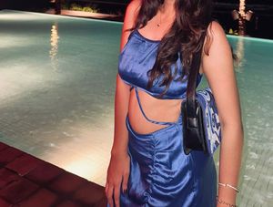 Blue Cutout Mini Dress