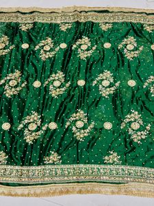 Emerald Green Embroidered Dupatta