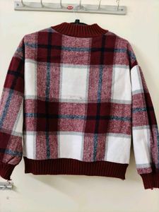 Plaid Knitted Pullover