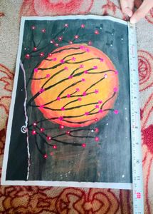 Red Moon Night Painting