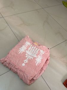 Pink Embroidered Boho Dress