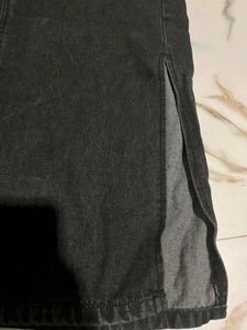 Black Denim Midi Skirt