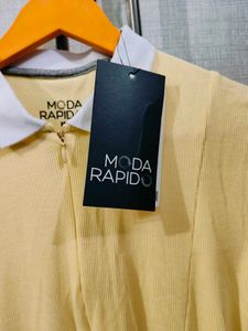A Line Butter Yellow Dress With Collar