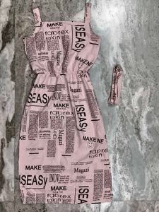 Pink Newspaper Print Dress