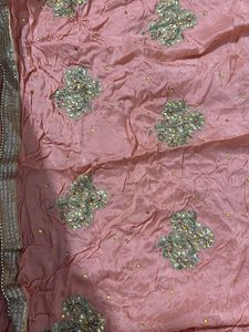 Peach Ethnic Dress Material