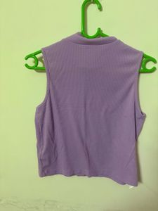 Westside Nuon - Purple Mock Neck Sleeveless Top