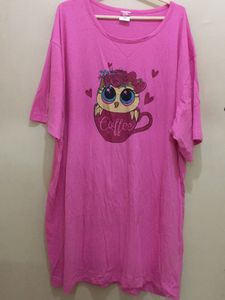 Women’s Homewear Coffee Owl Oversized T-shirt Dress