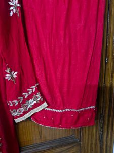 Red Embroidered Kurta Set