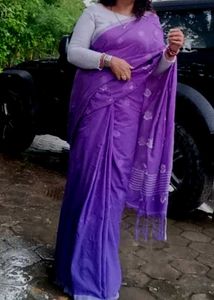 Elegant Purple Saree with white blouse bust 36