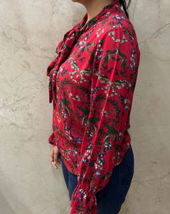 Floral Tie Neck Blouse