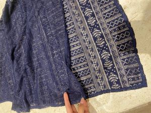 blue net short kurti