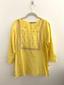 Yellow Embroidered Tunic Top