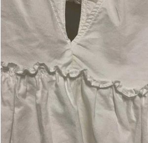 ZARA  Blouse White V-Neck Top