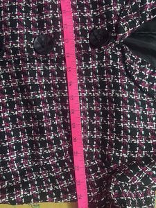 Plus Size Checkered Tweed Jacket