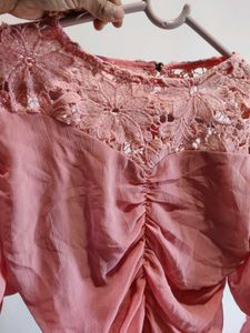 Pink Lace Detail Top